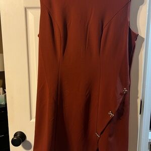 Express Rust Dress with Gold Details